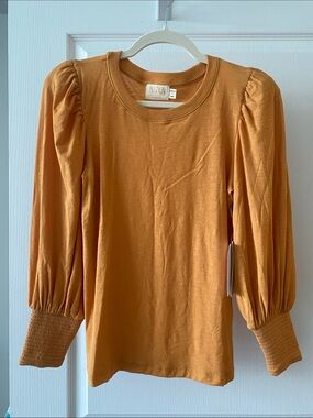 Nation LTD Puff-Sleeve Long Sleeve Tee in Mustard Yellow